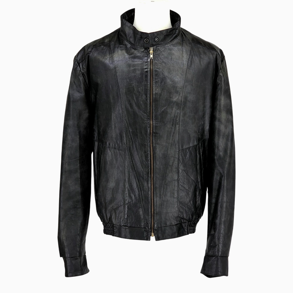 Americana Moto Ginoleathers Leather Jacket Mens 48T Black Fleece Lined